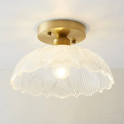 Classic brass and glass ceiling light corridor fixture
