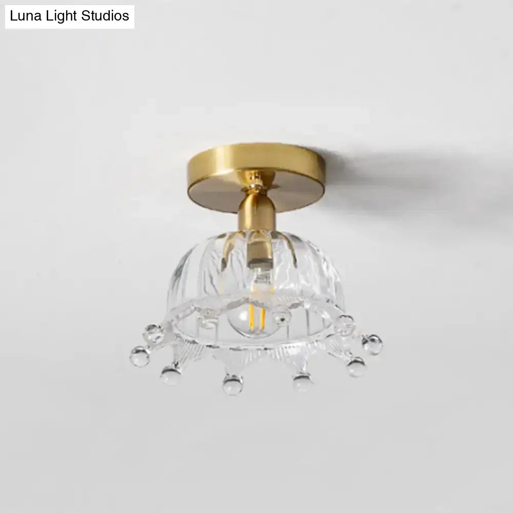 Classic brass and glass ceiling light corridor fixture
