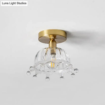 Classic brass and glass ceiling light corridor fixture