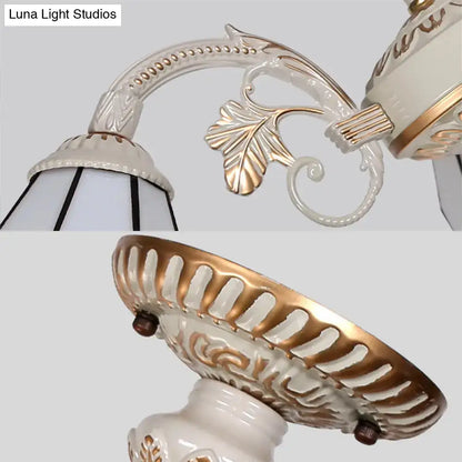 Tiffany cream & blue multi light chandelier dining room glass light