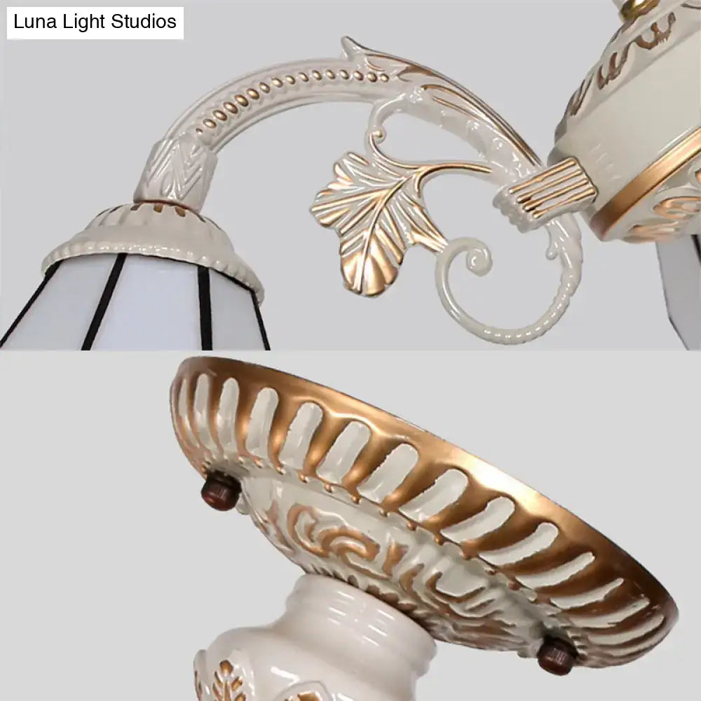 Tiffany cream & blue multi light chandelier dining room glass light