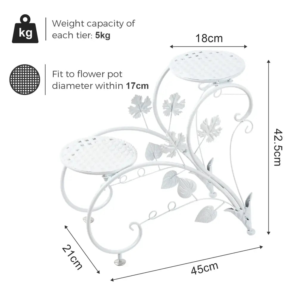 Classic tall white wrought iron plant stand living room scrollwork garden decor