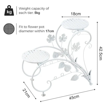Classic tall white wrought iron plant stand living room scrollwork garden decor