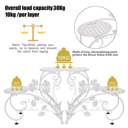Classic tall white wrought iron plant stand living room scrollwork garden decor
