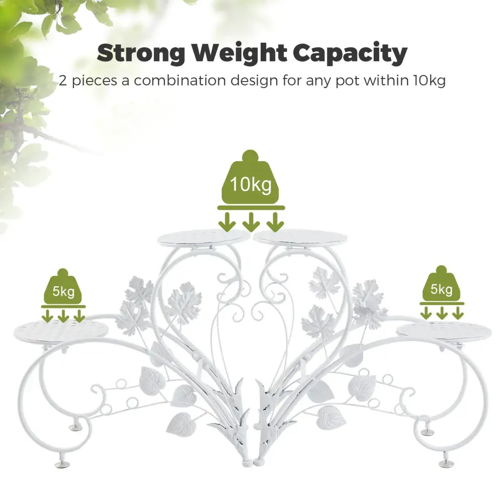 Classic tall white wrought iron plant stand living room scrollwork garden decor