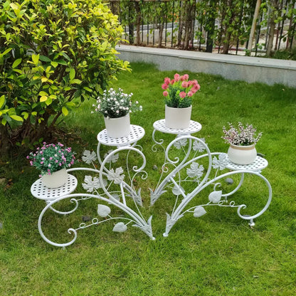 Classic tall white wrought iron plant stand living room scrollwork garden decor
