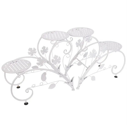Classic tall white wrought iron plant stand living room scrollwork garden decor