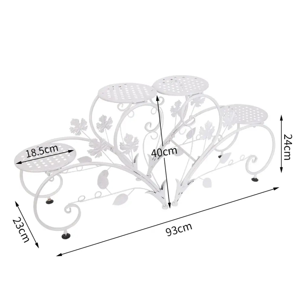 Classic tall white wrought iron plant stand living room scrollwork garden decor