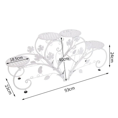 Classic tall white wrought iron plant stand living room scrollwork garden decor