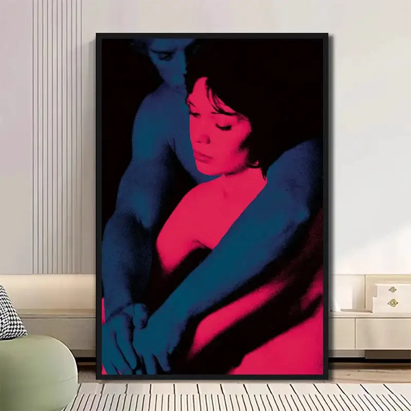 Retro neon tv girl art poster canvas bedroom wall decor