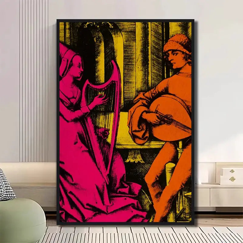 Retro neon tv girl art poster canvas bedroom wall decor