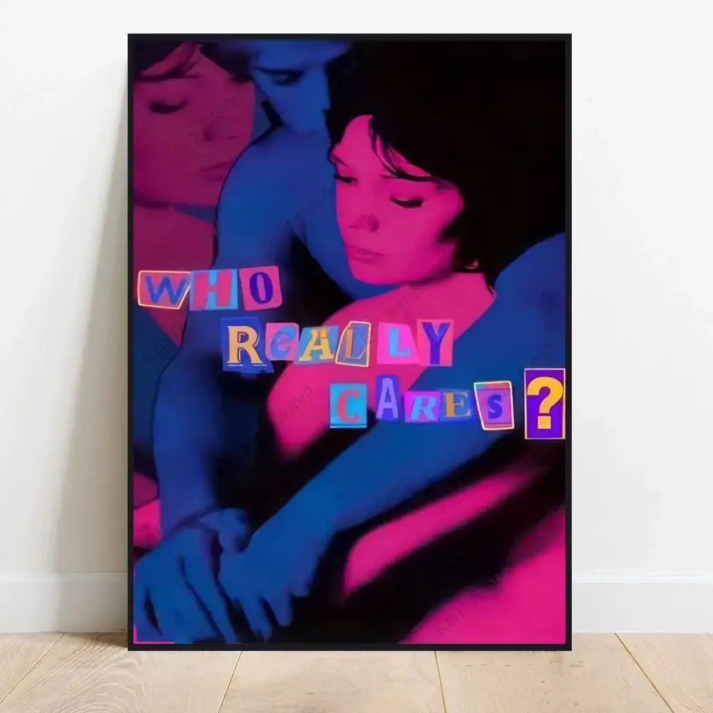 Retro neon tv girl art poster canvas bedroom wall decor