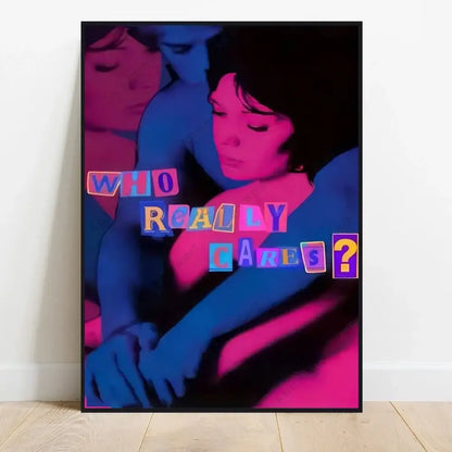 Retro neon tv girl art poster canvas bedroom wall decor