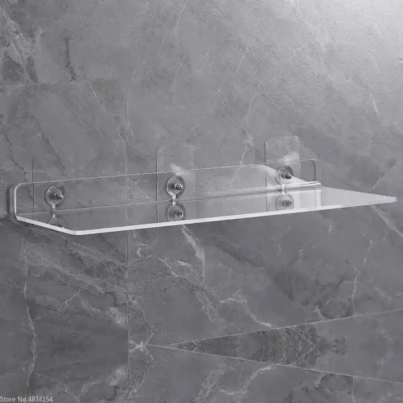 Modern clear wall mounted acrylic shelves – bathroom storage organizer