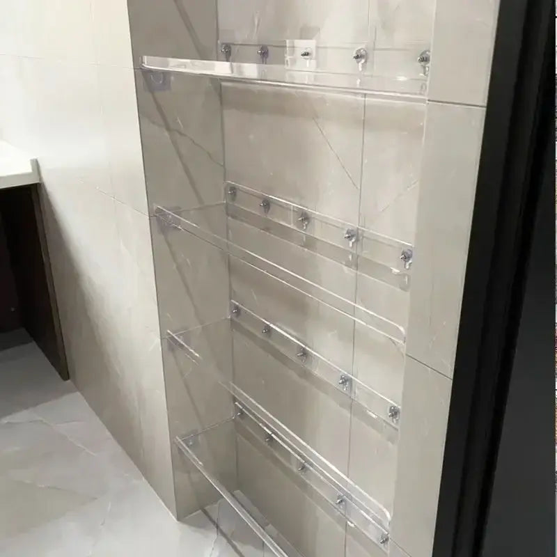 Modern clear wall mounted acrylic shelves – bathroom storage organizer
