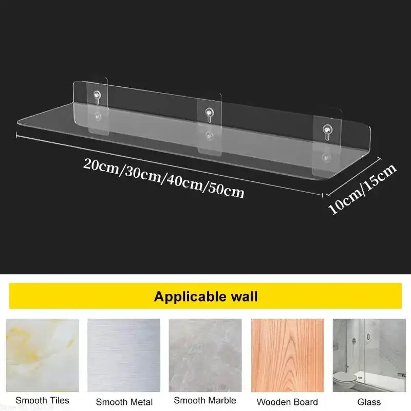 Modern clear wall mounted acrylic shelves – bathroom storage organizer