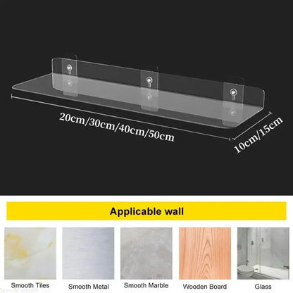 Modern clear wall mounted acrylic shelves – bathroom storage organizer