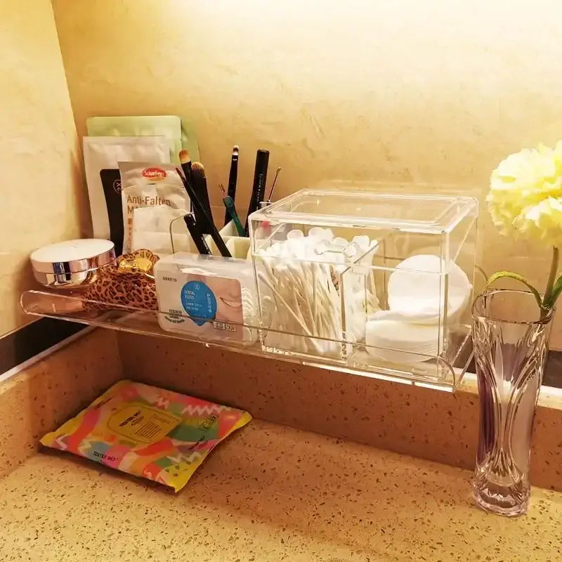Modern clear wall mounted acrylic shelves – bathroom storage organizer