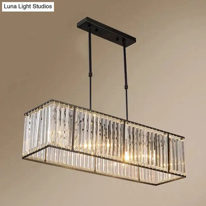 Modern black crystal island pendant light – kitchen rectangular chandelier