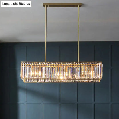 Modern black crystal island pendant light – kitchen rectangular chandelier