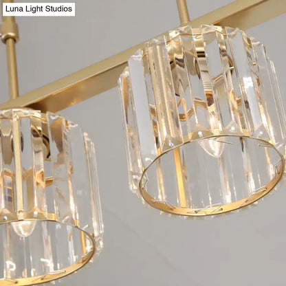 Modern black and clear crystal pendant island light – dining room
