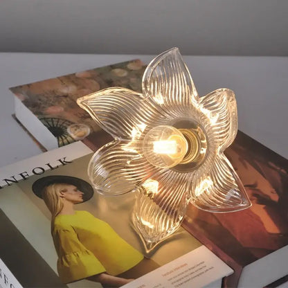 clear flower glass wall lamp bedroom brass pull chain