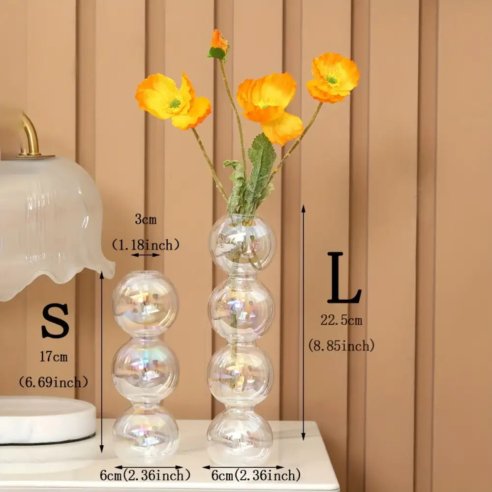 Vibrant stacked glass bubble vase living room decor