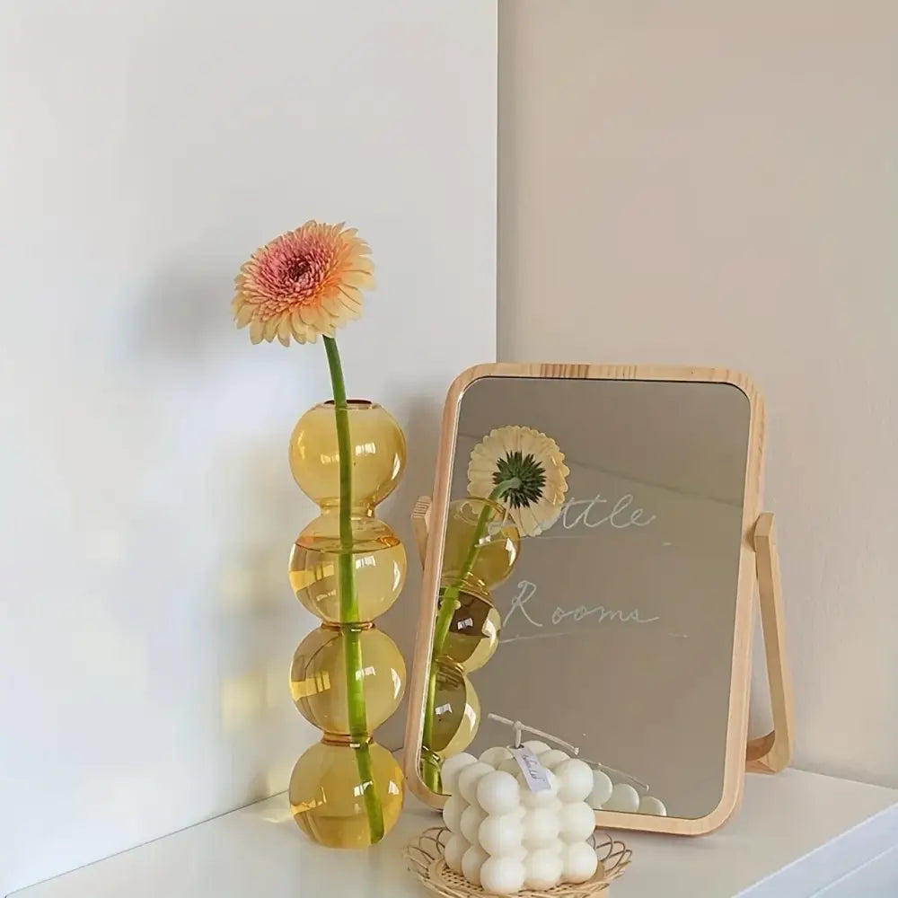 Vibrant stacked glass bubble vase living room decor