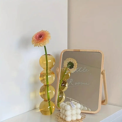 Vibrant stacked glass bubble vase living room decor