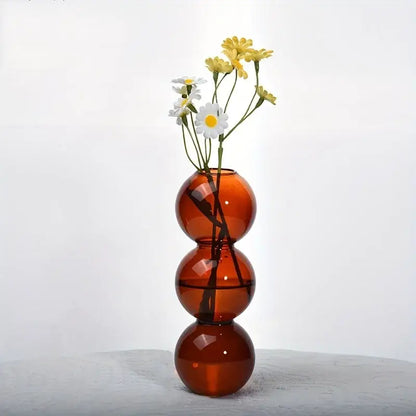 Vibrant stacked glass bubble vase living room decor