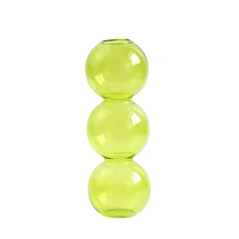 Vibrant stacked glass bubble vase living room decor