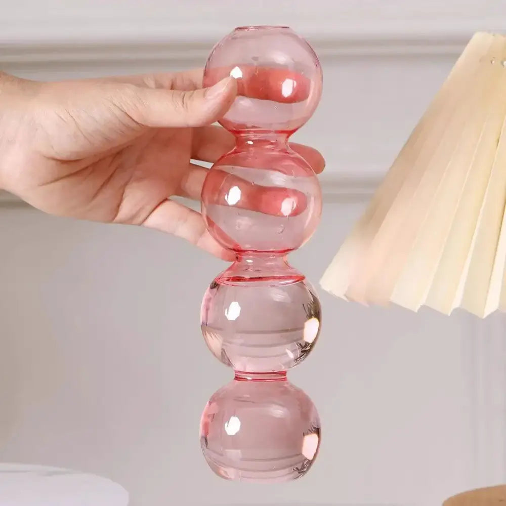 Vibrant stacked glass bubble vase living room decor