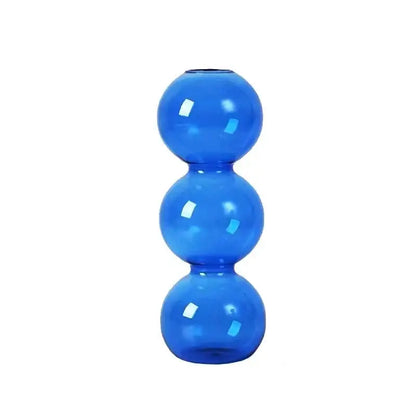 Vibrant stacked glass bubble vase living room decor