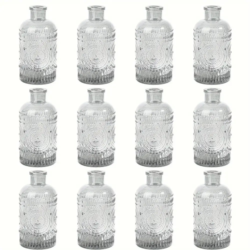 Vintage style clear glass bud vases set of 12 for dining room decor