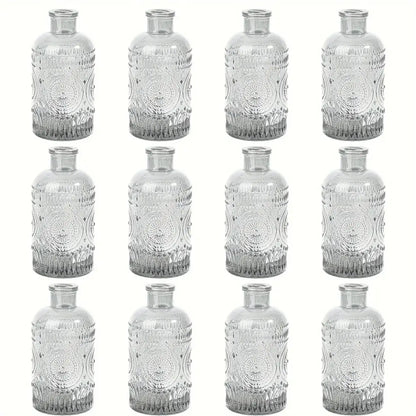 Vintage style clear glass bud vases set of 12 for dining room decor