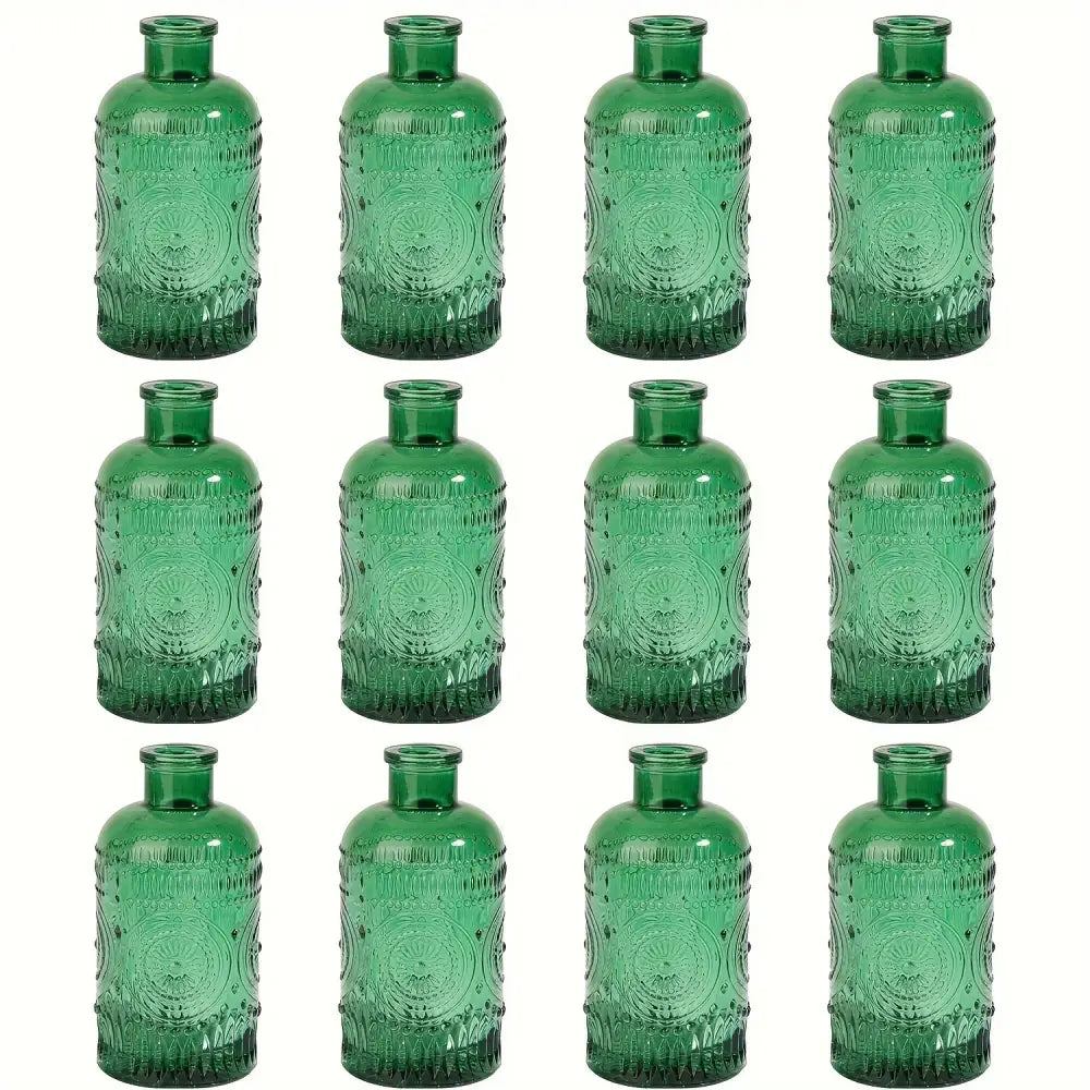 Vintage style clear glass bud vases set of 12 for dining room decor