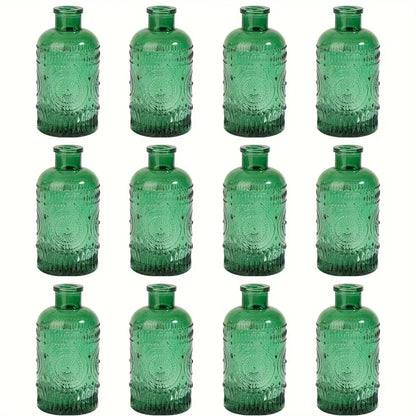 Vintage style clear glass bud vases set of 12 for dining room decor