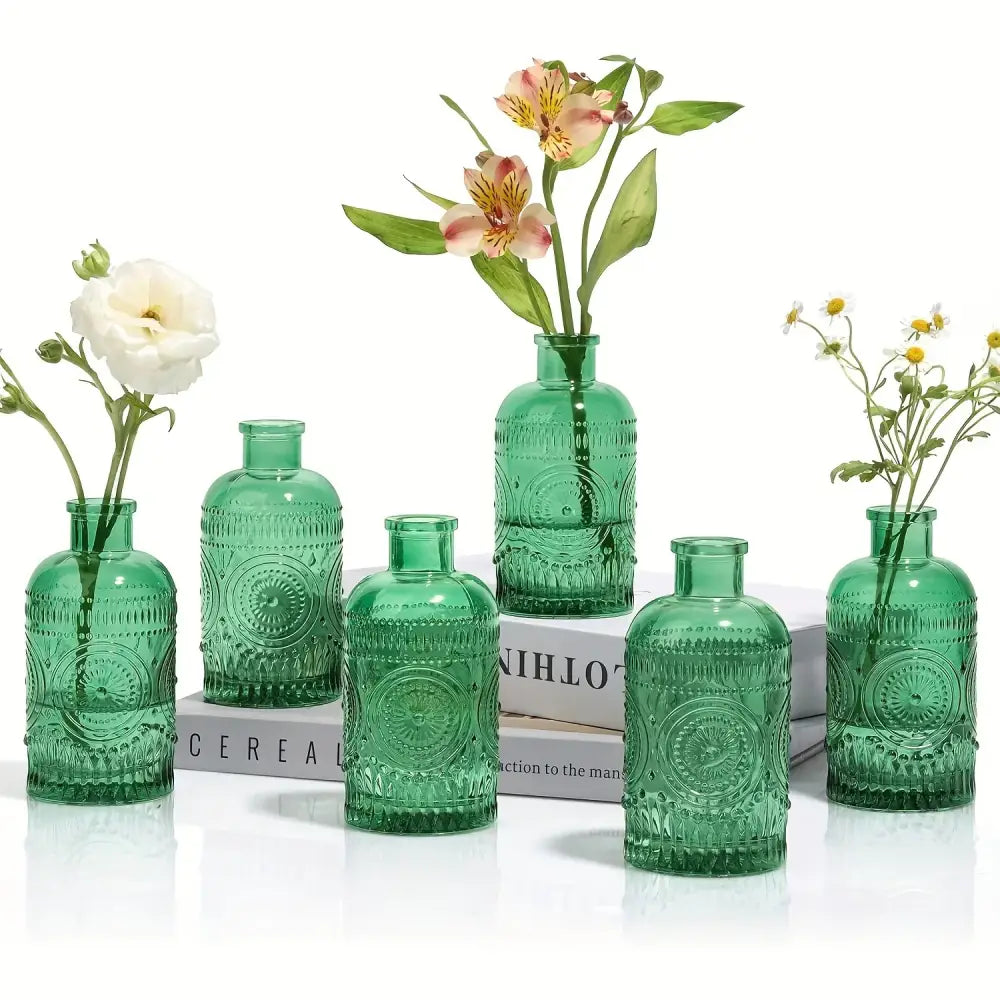 Vintage style clear glass bud vases set of 12 for dining room decor