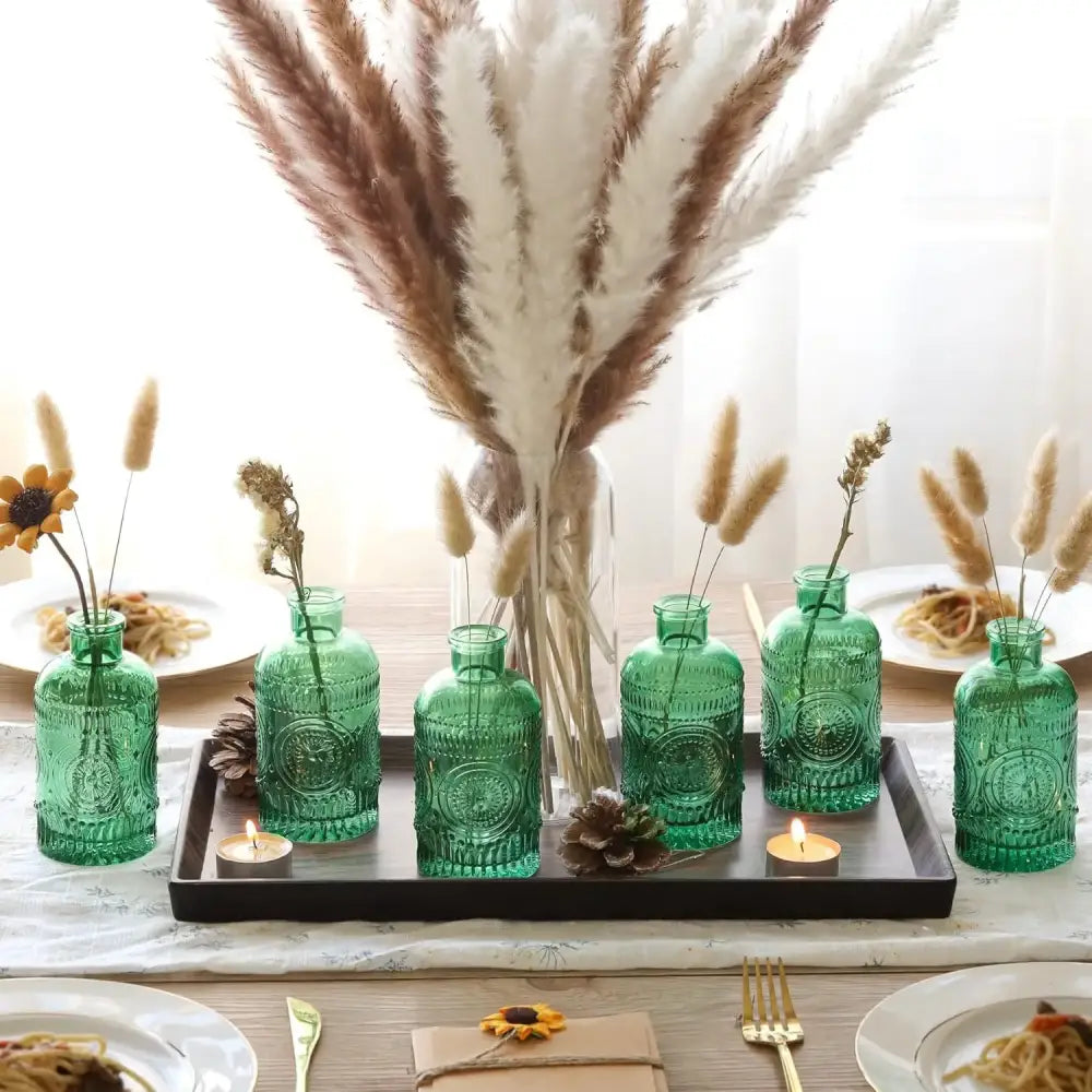 Vintage style clear glass bud vases set of 12 for dining room decor
