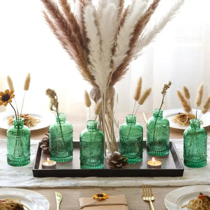 Vintage style clear glass bud vases set of 12 for dining room decor