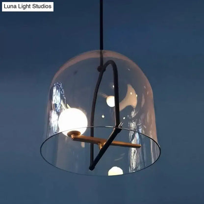 Modern clear glass cylinder pendant light – living room black frame