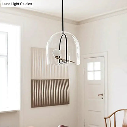 Modern clear glass cylinder pendant light – living room black frame