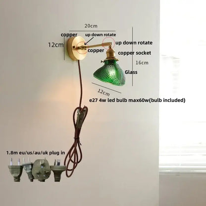 Decorbites clear glass led brass wall sconce dining room light
