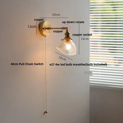 Decorbites clear glass led brass wall sconce dining room light