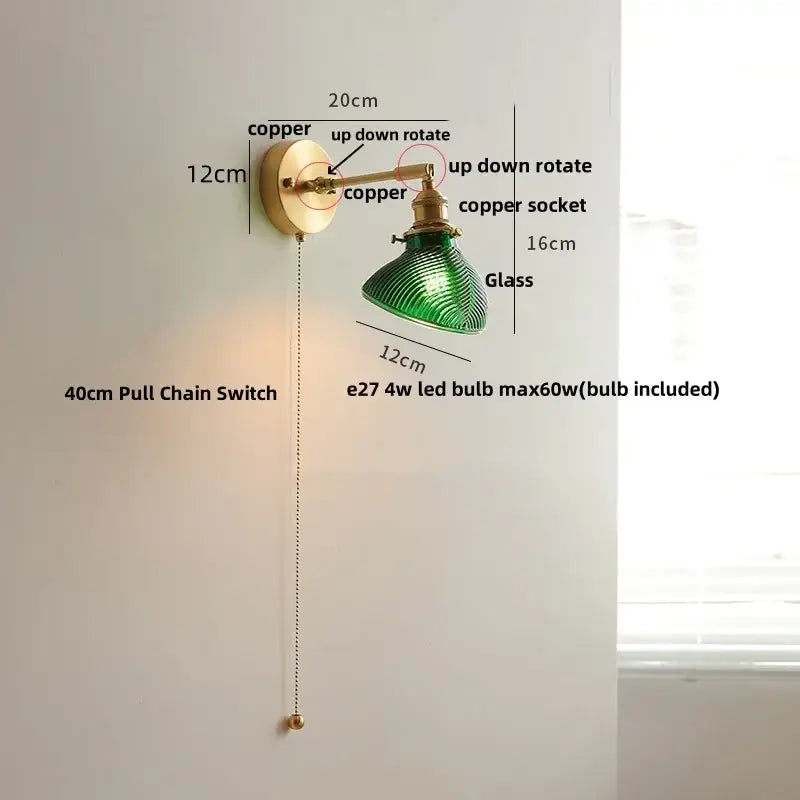 Decorbites clear glass led brass wall sconce dining room light