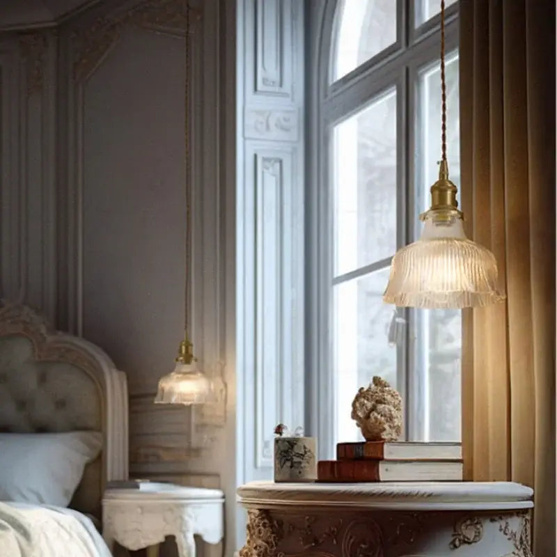 clear glass led pendant light brass pair for bedroom