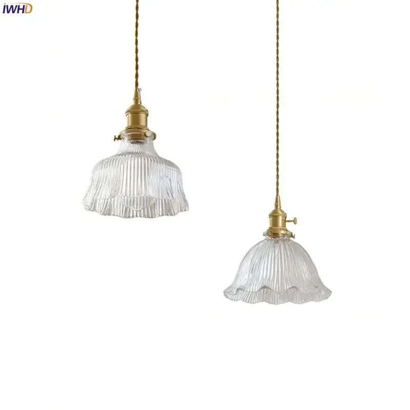 clear glass led pendant light brass pair for bedroom