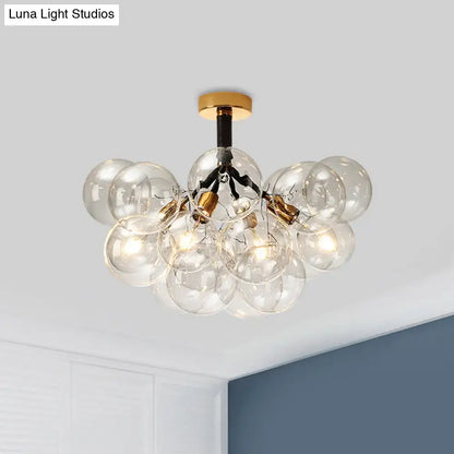 Modern brass and black bubble semi flush ceiling light foyer