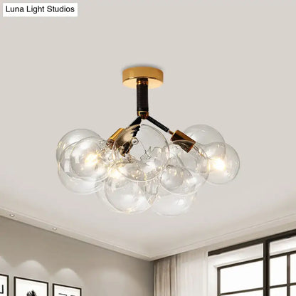 Modern brass and black bubble semi flush ceiling light foyer