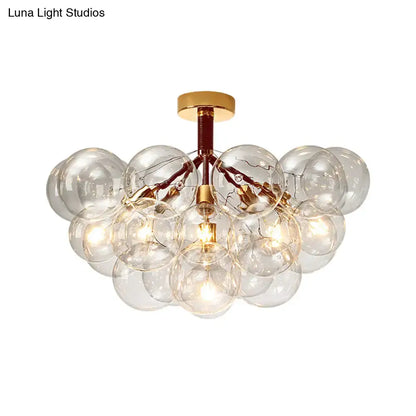 Modern brass and black bubble semi flush ceiling light foyer